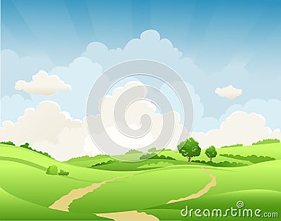Summer rural landscape Vector Illustration
