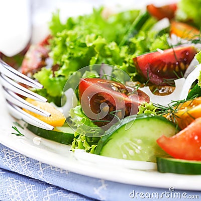 Summer salad with colorful cherry tomatoes Stock Photo