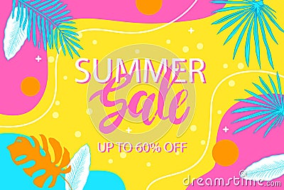 Summer sale. Abstract colorful summer banner for website sales. Social Media design, Poster, Email, Newsletter Vector Illustration