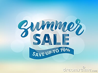 Summer sale banner design template. Abstract beach background Vector Illustration