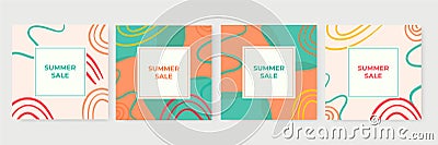 Summer Sale banner, hot season discount poster with tropical leaves and floral pattern. Invitation for shopping with percent off. Vector Illustration