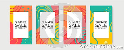 Summer Sale banner, hot season discount poster with tropical leaves and floral pattern. Invitation for shopping with percent off. Vector Illustration