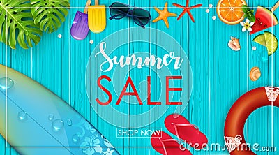 Summer sale banner Vector Illustration