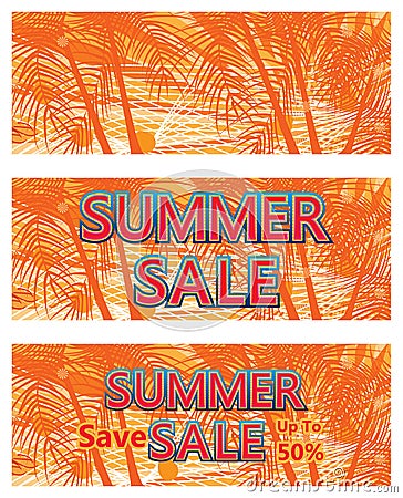 Summer sale banner template Vector Illustration