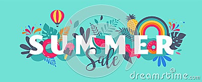 Summer sale banner template. Vector background Vector Illustration