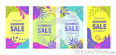 Summer sale banner templates for social media stories. Vector summer abstract geometric background Vector Illustration