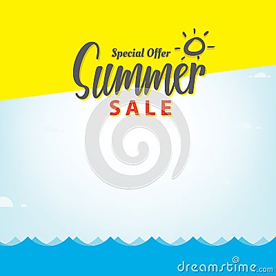 Summer Sale blank frame heading design for banner or poster. Sal Vector Illustration