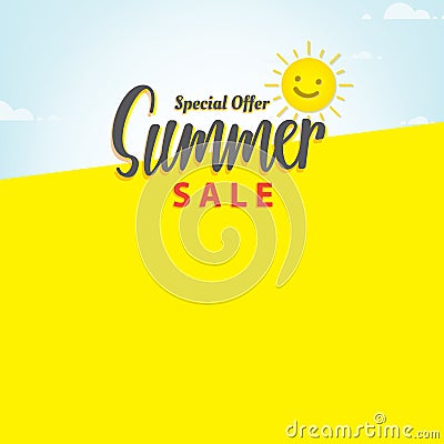 Summer Sale blank frame heading design for banner or poster. Sal Vector Illustration