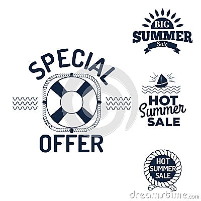 Summer sale clearance vector badges some shopping hand drawn Vector Illustration