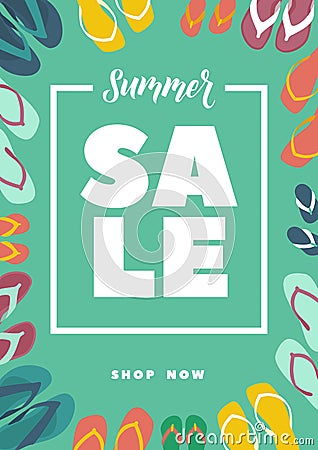 Summer sale flyer template. Season discount banner Vector Illustration