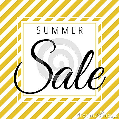 Summer sale on golden white stripes pattern Vector Illustration