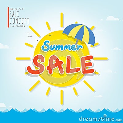 Summer Sale heading design for banner or poster. Sale and discou Vector Illustration