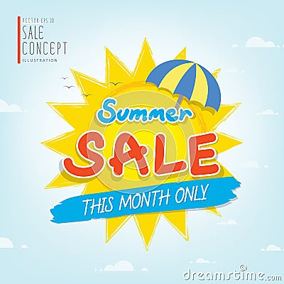 Summer Sale heading design for banner or poster. Sale and discou Vector Illustration