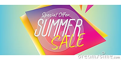 Summer Sale heading design colorful sharp shape for banner or po Vector Illustration