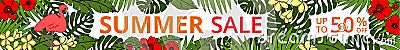 Summer sale horizontal web banner Vector Illustration