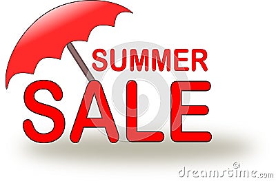 Summer Sale icon with red beach umbrella Stock Photo