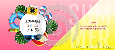 Summer, sale, layout design, template design, graphic illustrat Vector Illustration