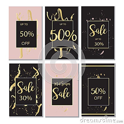 Summer Sale Luxury black,pink and gold Banner, for Discount Poster, Fashion Sale, backgrounds, in vector Vector Illustration