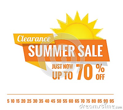 Summer Sale orange tag heading design on white for banner or poster. Sale and Discounts Concept. Vector illustration. Vector Illustration