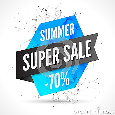 Summer Sale polygonal banner design template. Sale poster advertising poster or brochure Vector Illustration