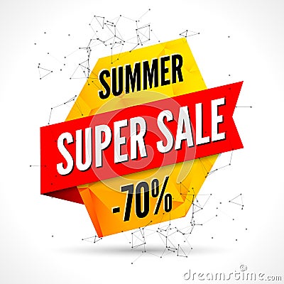 Summer Sale polygonal banner design template. Sale poster advertising poster or brochure Vector Illustration