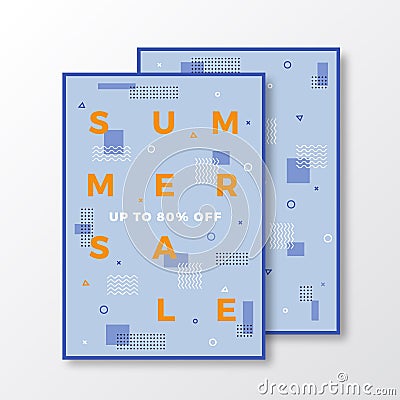 Summer Sale Poster, Card or Flyer Template. Modern Abstract Flat Swiss Style Background Vector Illustration