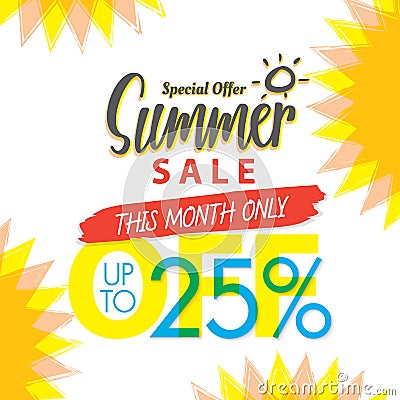 Summer Sale set V.4 25 percent colorful heading design for banner or poster. Sale and Discounts Concept. Vector illustration. Vector Illustration