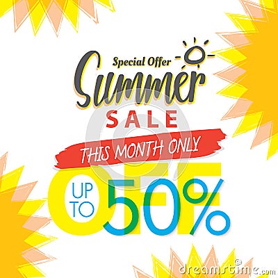 Summer Sale set V.4 50 percent colorful heading design for banner or poster. Sale and Discounts Concept. Vector illustration. Vector Illustration