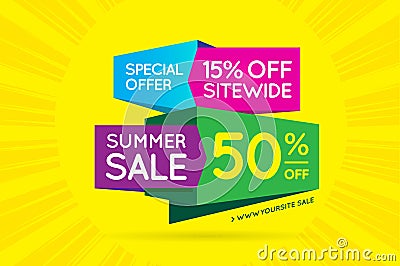 Summer Sale Sign Banner Poster ready for Web and Print. Vector. Vector Illustration