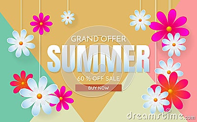 Summer sale template banner Vector background Vector Illustration