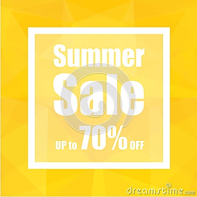 Summer Sale Up to 70% off with polygon abstract background style. design for a shop and sale banners. Vector Illustration