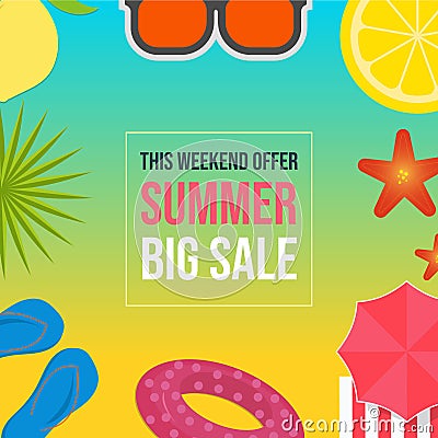 Summer sale web banner template Vector Illustration