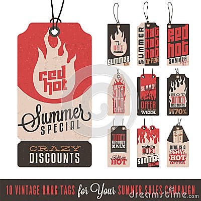 Summer Sales Hang Tags Vector Illustration