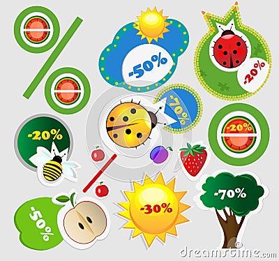 Summer sales icons Vector Illustration