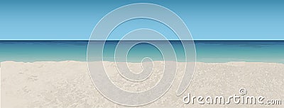 Summer Sandy Beach and Sea Horizon Vector Illustration