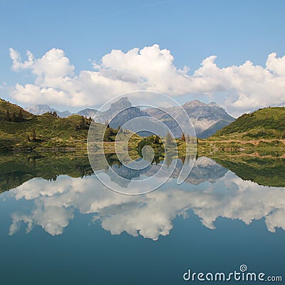 Summer scene at lake Trubsee, Swiss Alps Stock Photo