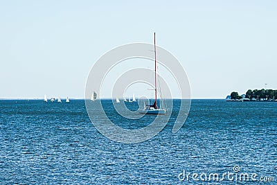 Summer Scene of Small Sailing Boats on the Chesapeake Bay Stock Photo