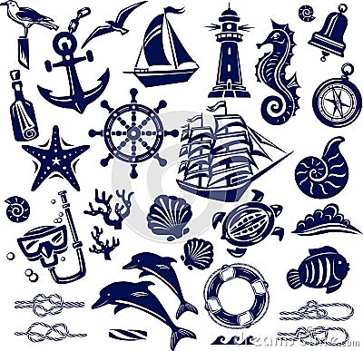 Summer sea icons Vector Illustration