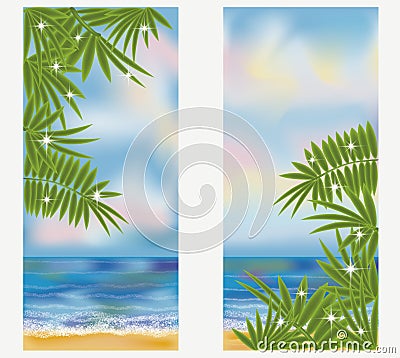 Summer sea tropical banners, vector Vector Illustration
