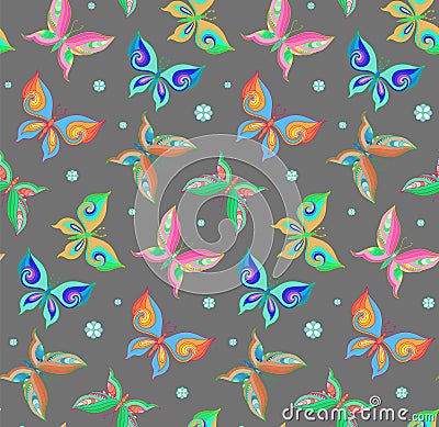 Summer seamless pattern with butterflies Vector Illustration