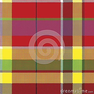 Summer seamless pattern madras check fabric texture Vector Illustration