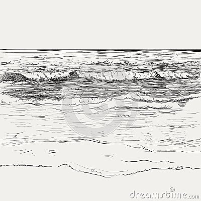 Summer seascape sketch Vector Illustration