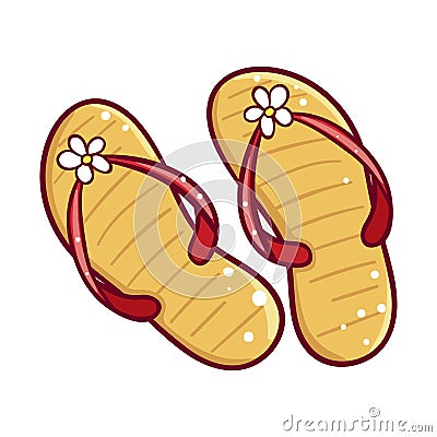 Summer season slates icon, rubber female footwear Vector Illustration