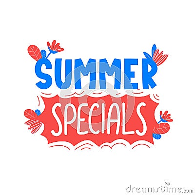 Summer specials ad text on white. Vector Illustration