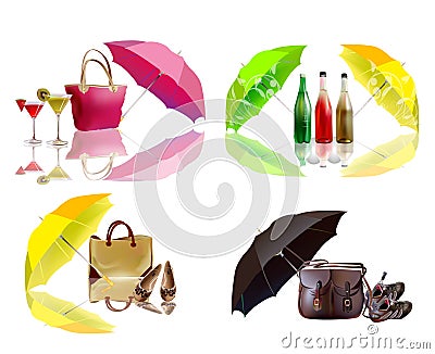 Summer set for her, Lady's icons Vector Illustration