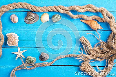 Summer setting With Few Marine Items background Stock Photo