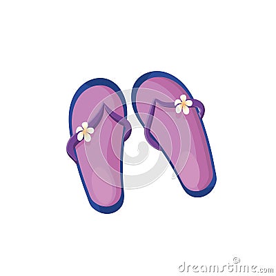 Summer shoes.Beach flip-flops, slates with a decorative flower. Vector Illustration
