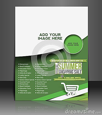 Summer Shopping Flyer Vector Illustration