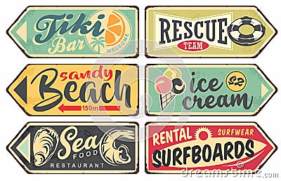 Summer signs vintage collection. Vector Illustration