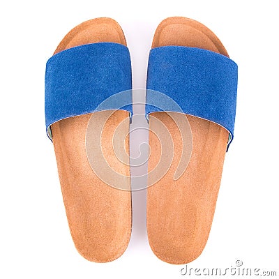 Summer slippers blue Stock Photo